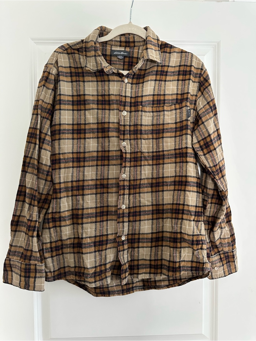 Eddie Bauer Beige Plaid Button-Up Shirt - Men